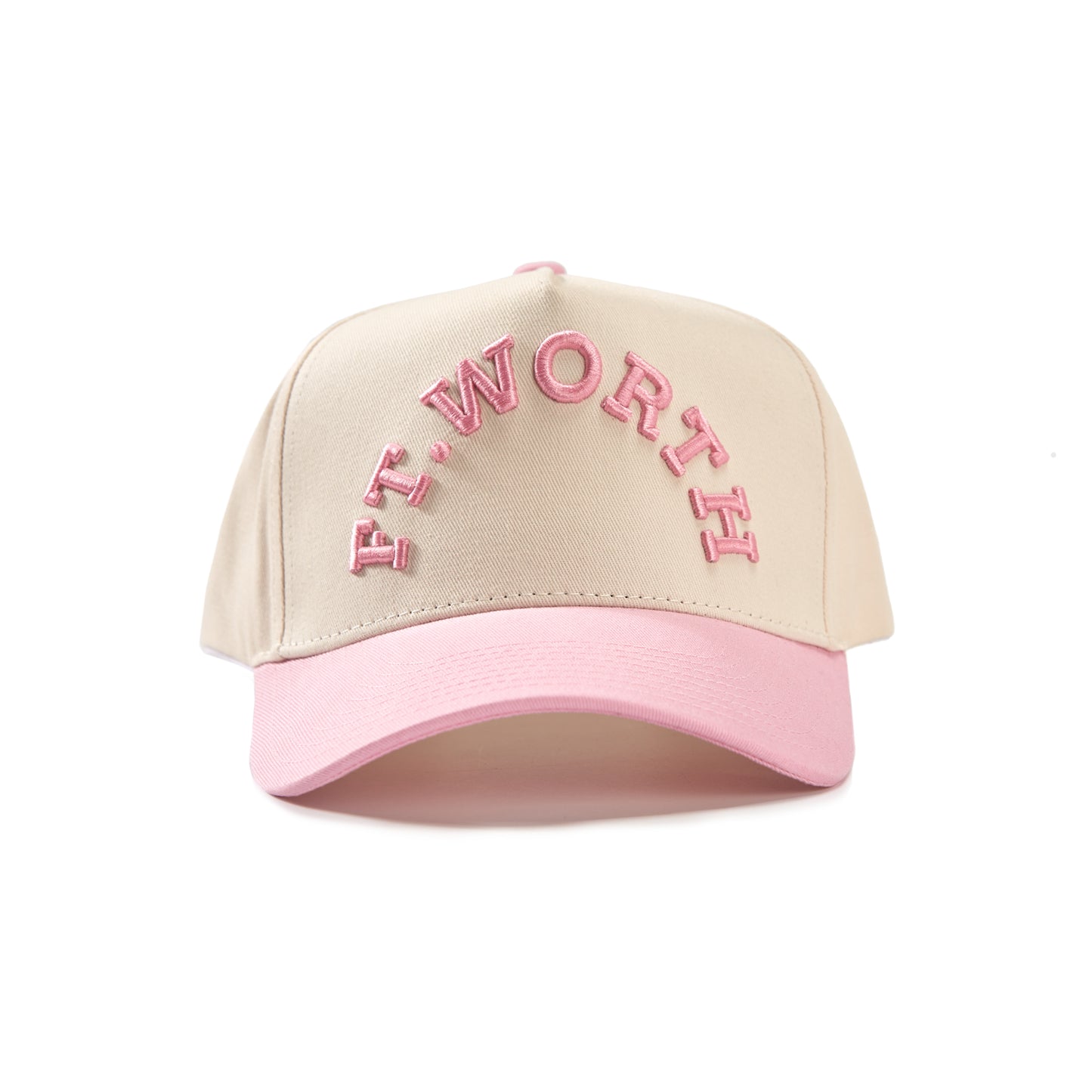 Fort Worth Curved Snapback Hat | Cream & Pink