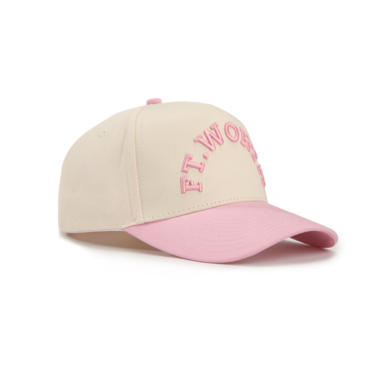 Fort Worth Curved Snapback Hat | Cream & Pink