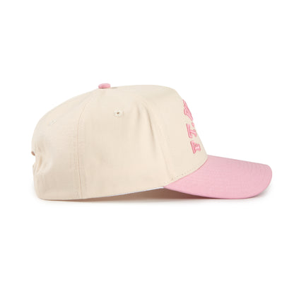 Fort Worth Curved Snapback Hat | Cream & Pink