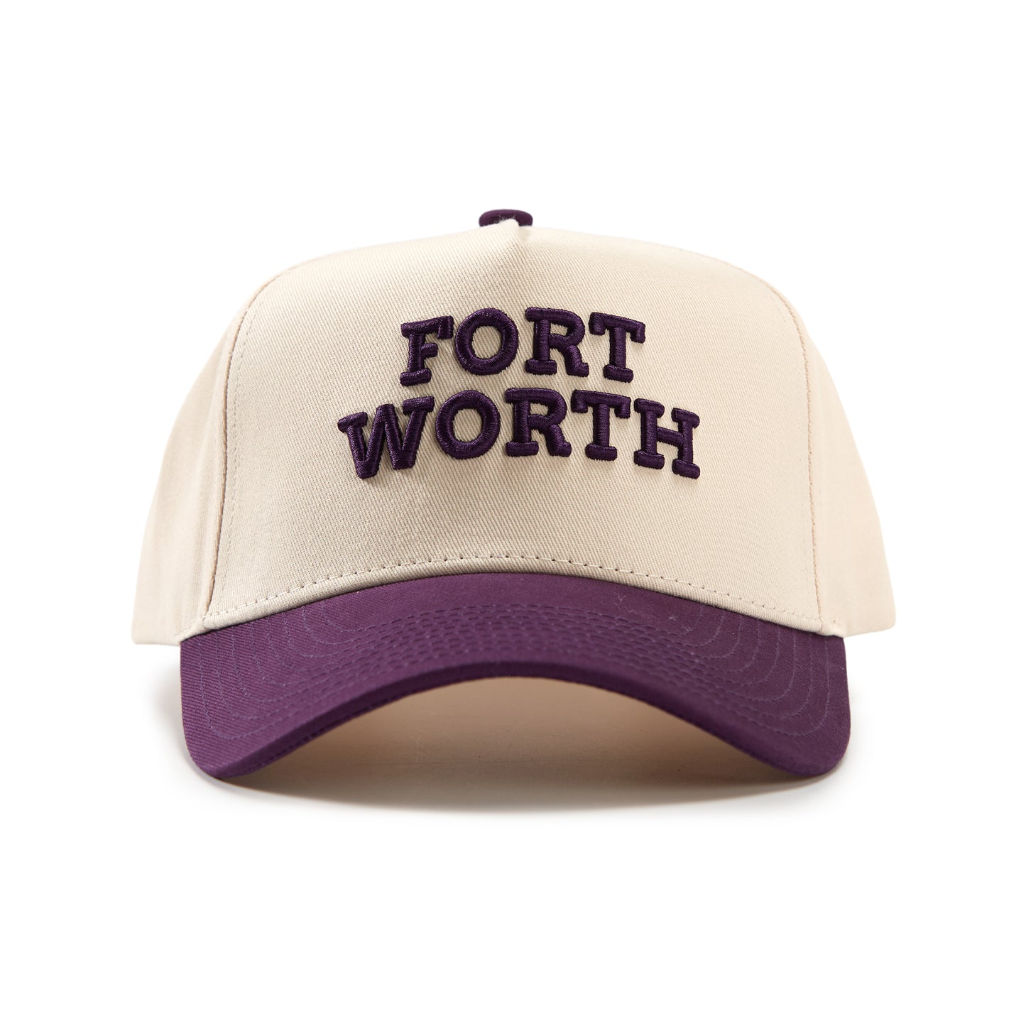 Fort Worth Stacked Snapback Hat | Cream & Purple