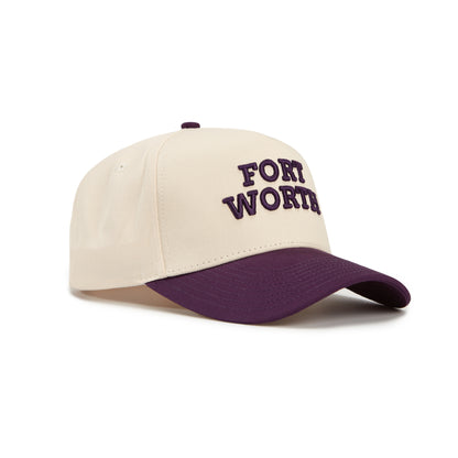 Fort Worth Stacked Snapback Hat | Cream & Purple