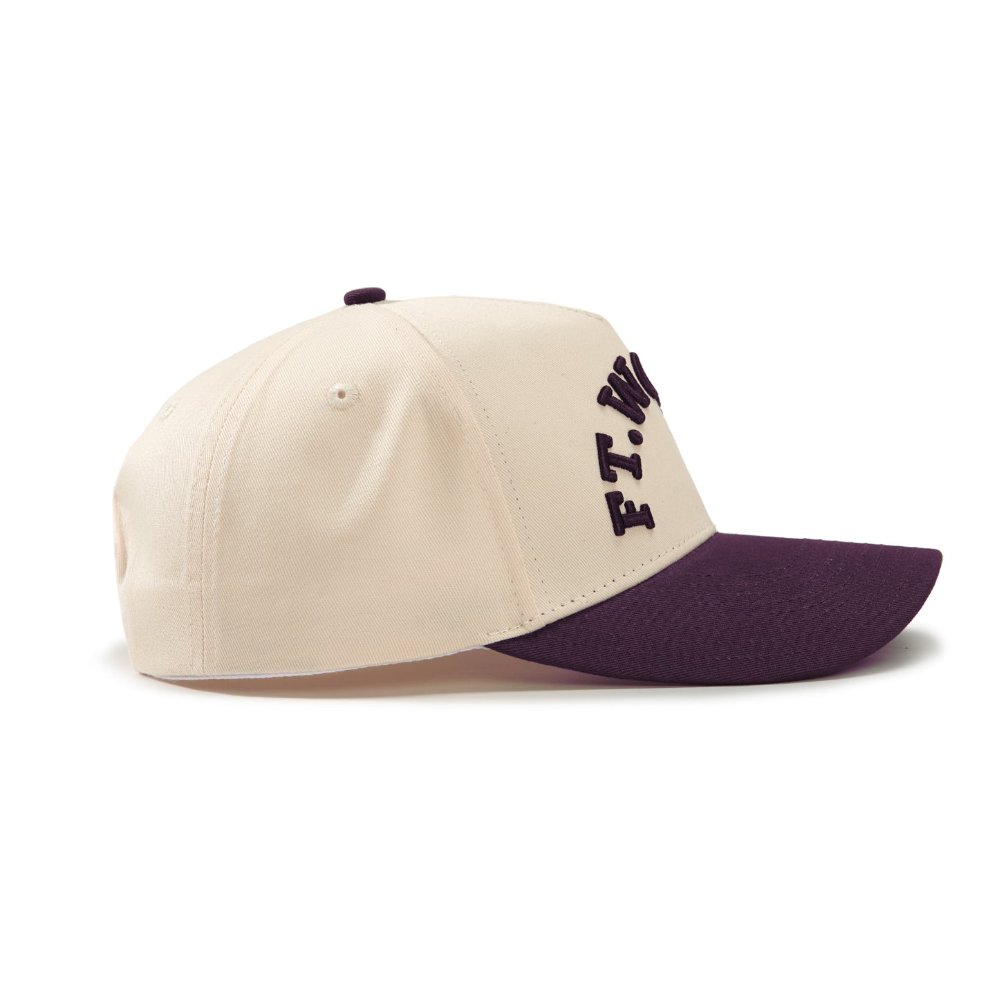 Fort Worth Curved Snapback Hat | Cream & Purple